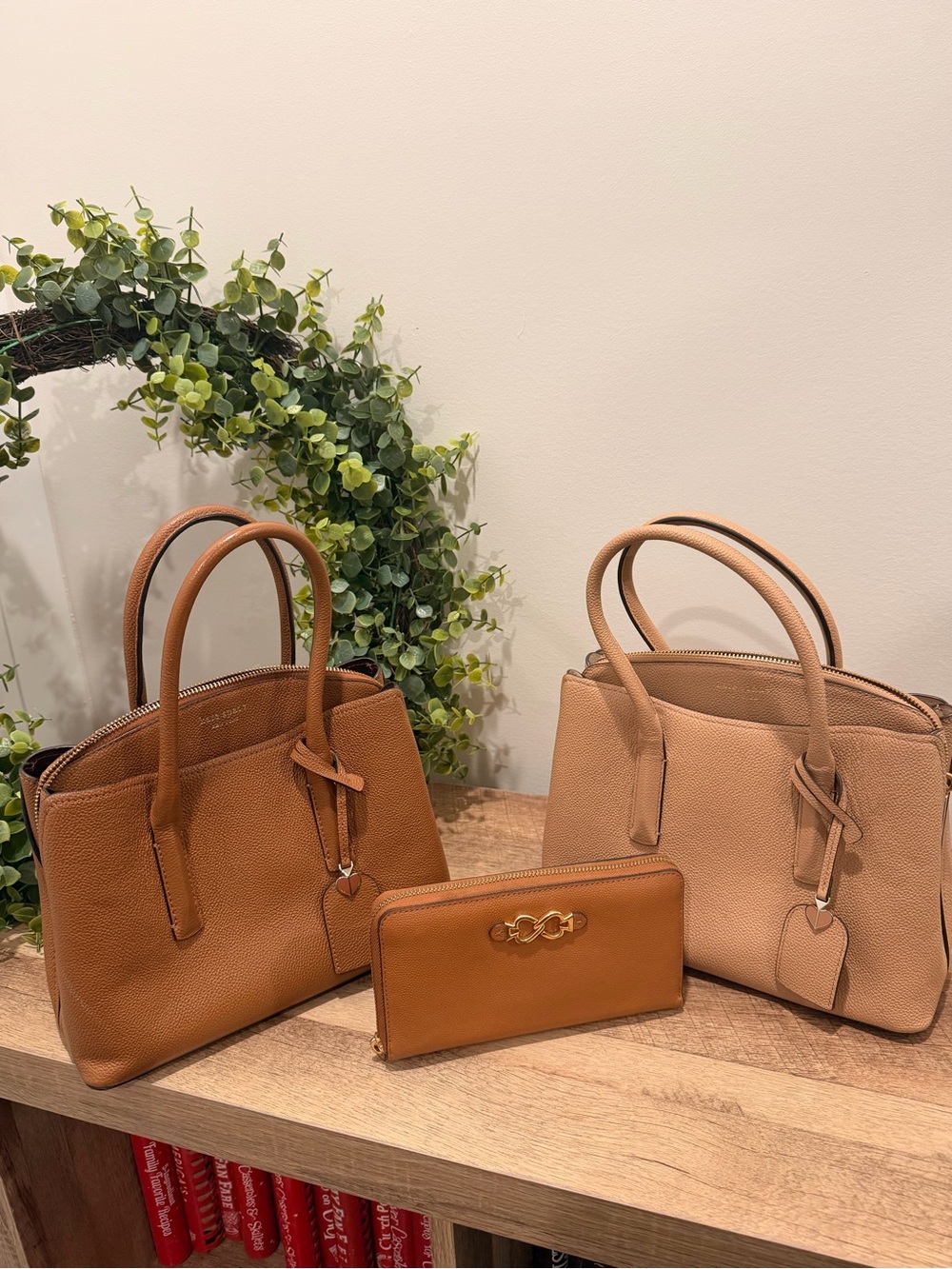 kate spade Leather Shoulder Bag Set in Cognac and Beige